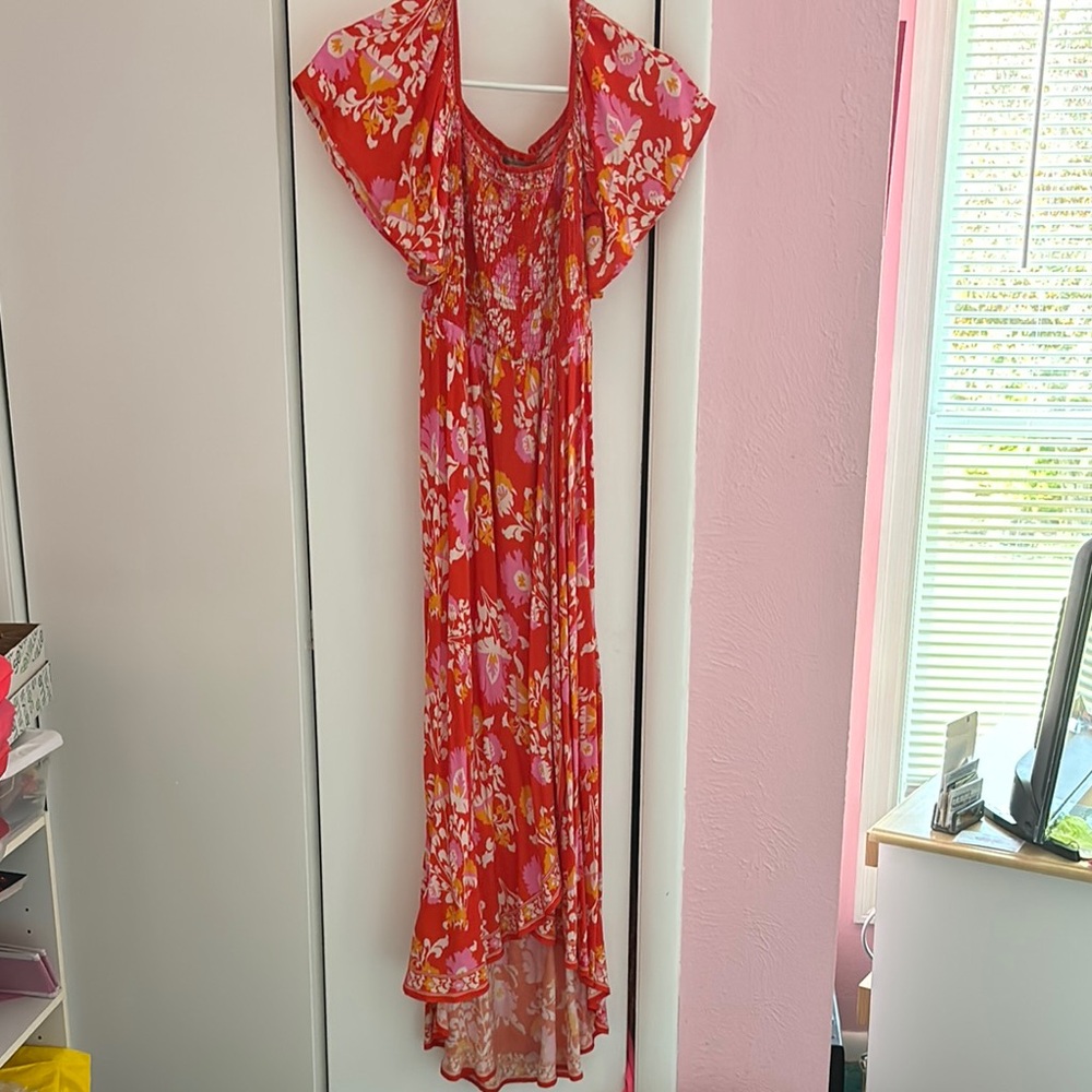 Flying Tomato Red Floral Maxi Dress